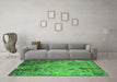 Machine Washable Oriental Green Industrial Area Rugs in a Living Room,, wshurb2824grn