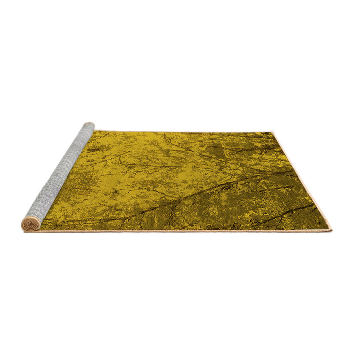 Sideview of Machine Washable Oriental Yellow Industrial Rug, wshurb2824yw