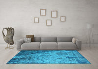 Machine Washable Oriental Light Blue Industrial Rug, wshurb2824lblu