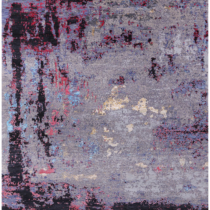Square Mid-Century Modern Purple Oriental Rug, urb2825