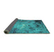 Sideview of Oriental Turquoise Industrial Rug, urb2825turq