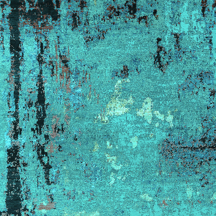 Machine Washable Oriental Turquoise Industrial Area Rugs, wshurb2825turq