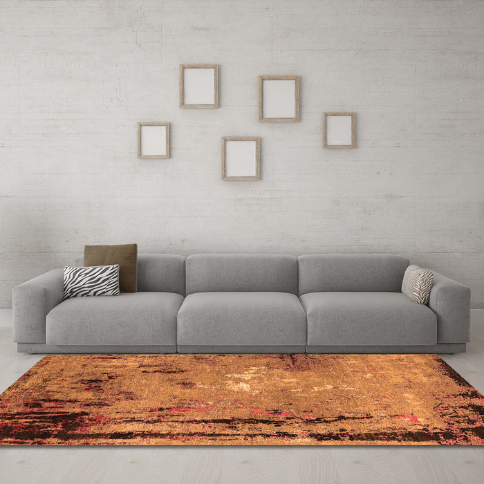 Machine Washable Oriental Orange Industrial Area Rugs in a Living Room, wshurb2825org