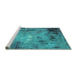 Sideview of Machine Washable Oriental Turquoise Industrial Area Rugs, wshurb2825turq