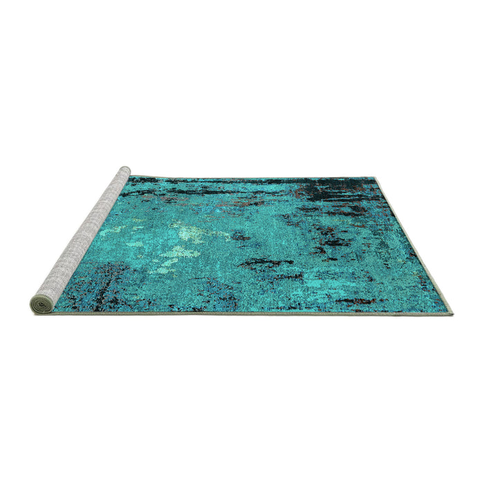 Sideview of Machine Washable Oriental Turquoise Industrial Area Rugs, wshurb2825turq