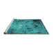 Sideview of Machine Washable Oriental Turquoise Industrial Area Rugs, wshurb2825turq