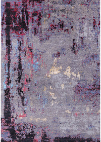 Machine Washable Industrial Modern Purple Rug, wshurb2825