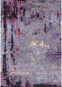 Machine Washable Industrial Modern Purple Rug, wshurb2825