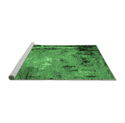 Sideview of Machine Washable Oriental Emerald Green Industrial Area Rugs, wshurb2825emgrn