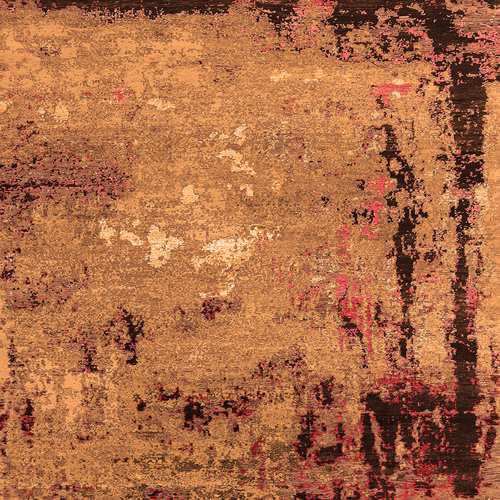 Square Machine Washable Oriental Orange Industrial Area Rugs, wshurb2825org