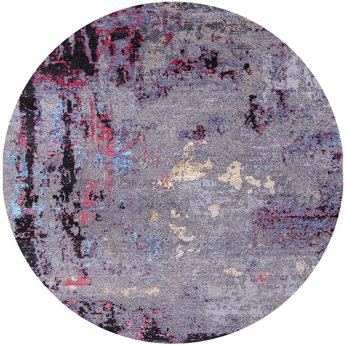 Round Machine Washable Industrial Modern Purple Rug, wshurb2825