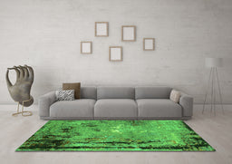Machine Washable Oriental Green Industrial Area Rugs in a Living Room,, wshurb2825grn