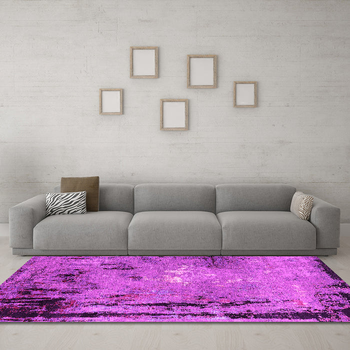 Machine Washable Oriental Pink Industrial Rug in a Living Room, wshurb2825pnk