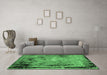 Machine Washable Oriental Emerald Green Industrial Area Rugs in a Living Room,, wshurb2825emgrn