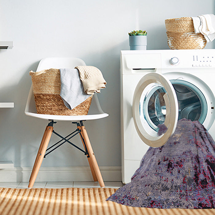 Machine Washable Industrial Modern Purple Rug in a Washing Machine, wshurb2825