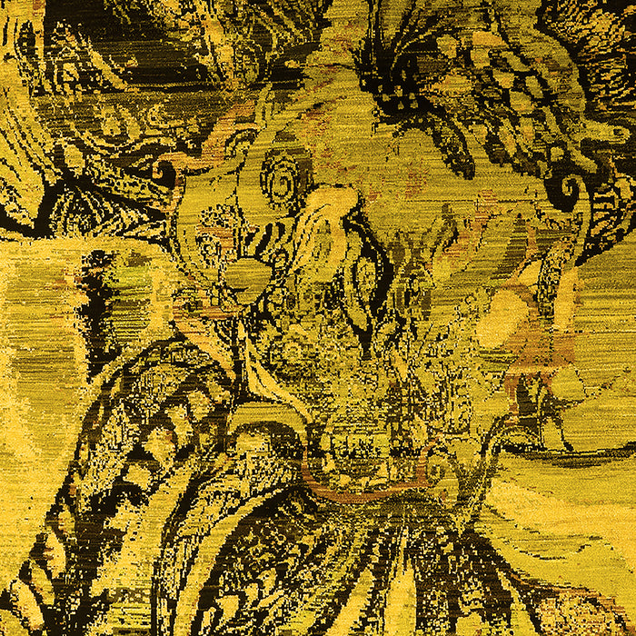 Machine Washable Oriental Yellow Industrial Rug, wshurb2826yw