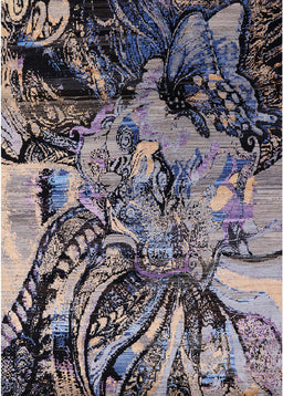 Mid-Century Modern Silver Pink Oriental Rug, urb2826