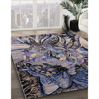 Mid-Century Modern Silver Pink Oriental Rug, urb2826