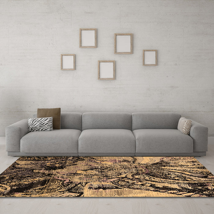 Machine Washable Oriental Brown Industrial Rug in a Living Room,, wshurb2826brn