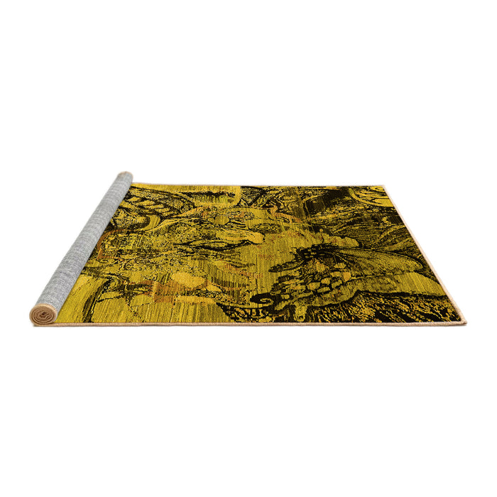 Sideview of Machine Washable Oriental Yellow Industrial Rug, wshurb2826yw