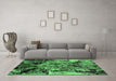 Machine Washable Oriental Emerald Green Industrial Area Rugs in a Living Room,, wshurb2826emgrn