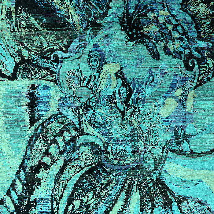 Machine Washable Oriental Turquoise Industrial Area Rugs, wshurb2826turq