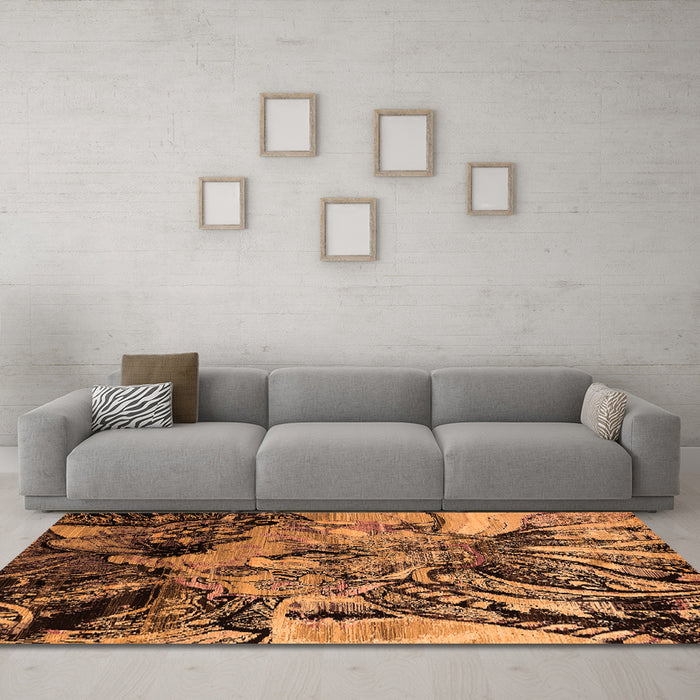 Machine Washable Oriental Orange Industrial Area Rugs in a Living Room, wshurb2826org