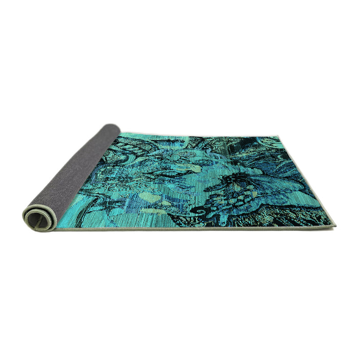 Sideview of Oriental Turquoise Industrial Rug, urb2826turq