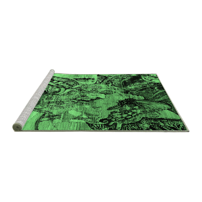 Sideview of Machine Washable Oriental Emerald Green Industrial Area Rugs, wshurb2826emgrn