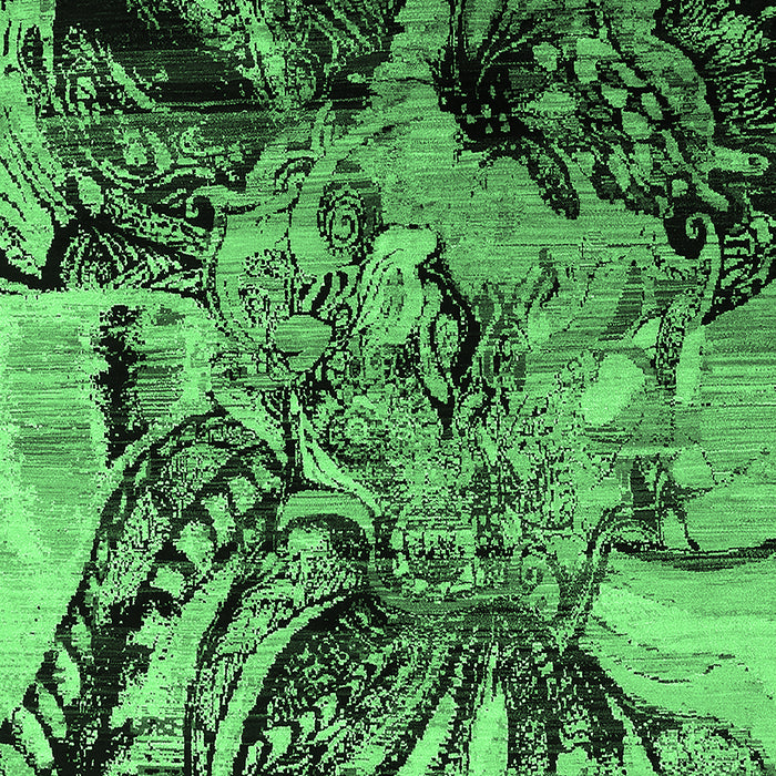 Machine Washable Oriental Emerald Green Industrial Area Rugs, wshurb2826emgrn