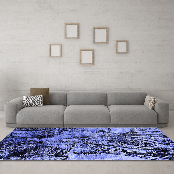Machine Washable Oriental Blue Industrial Rug in a Living Room, wshurb2826blu