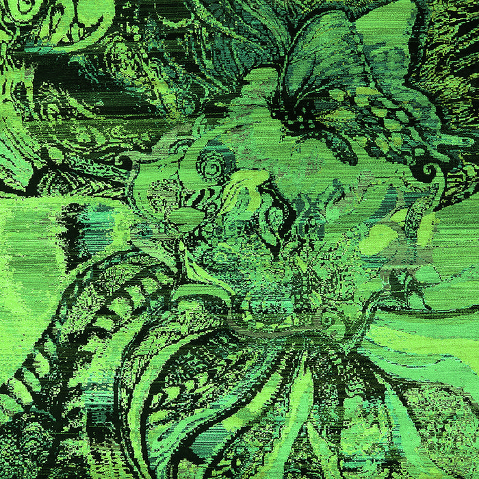 Square Oriental Green Industrial Rug, urb2826grn