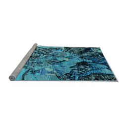 Sideview of Machine Washable Oriental Light Blue Industrial Rug, wshurb2826lblu