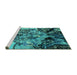 Sideview of Machine Washable Oriental Turquoise Industrial Area Rugs, wshurb2826turq