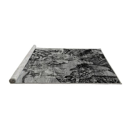 Sideview of Machine Washable Oriental Gray Industrial Rug, wshurb2826gry