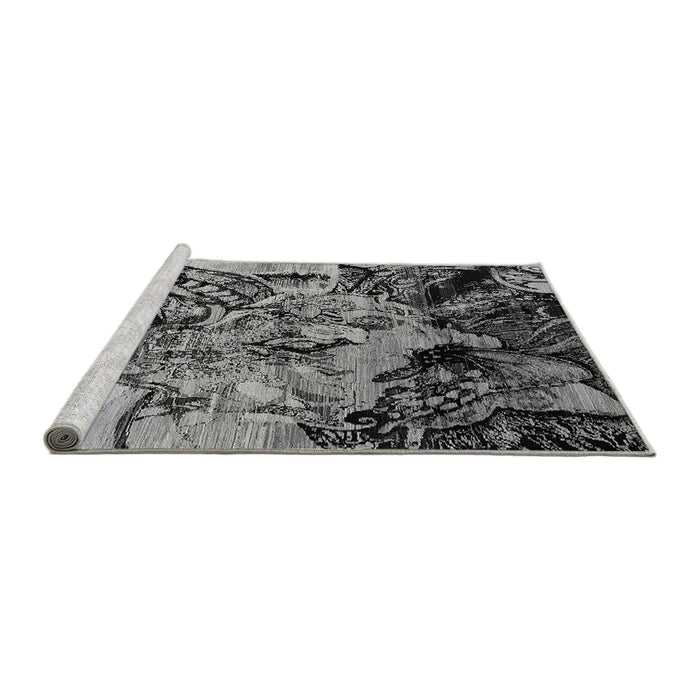 Sideview of Machine Washable Oriental Gray Industrial Rug, wshurb2826gry