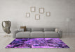 Machine Washable Oriental Purple Industrial Area Rugs in a Living Room, wshurb2826pur