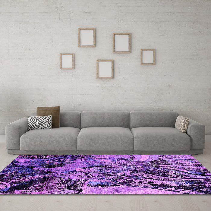 Machine Washable Oriental Purple Industrial Area Rugs in a Living Room, wshurb2826pur