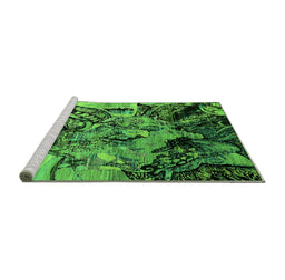 Sideview of Machine Washable Oriental Green Industrial Area Rugs, wshurb2826grn