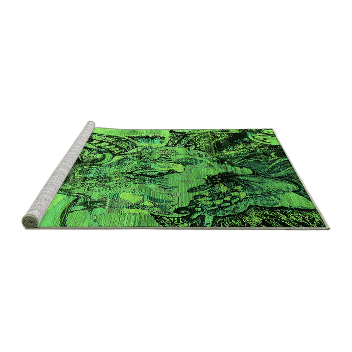 Sideview of Machine Washable Oriental Green Industrial Area Rugs, wshurb2826grn