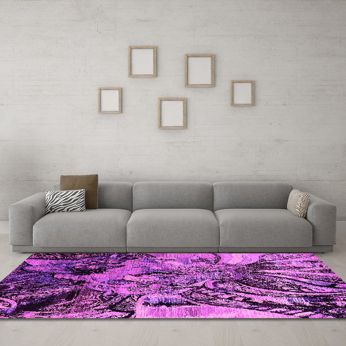 Machine Washable Oriental Pink Industrial Rug in a Living Room, wshurb2826pnk