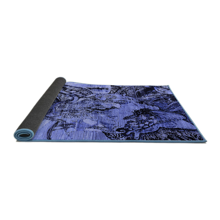 Sideview of Oriental Blue Industrial Rug, urb2826blu