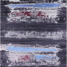 Square Mid-Century Modern Plum Purple Oriental Rug, urb2827