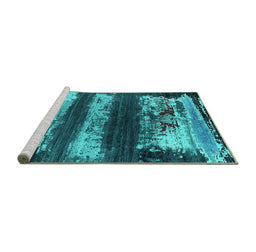 Sideview of Machine Washable Oriental Turquoise Industrial Area Rugs, wshurb2827turq