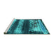 Sideview of Machine Washable Oriental Turquoise Industrial Area Rugs, wshurb2827turq