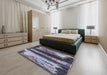 Mid-Century Modern Plum Purple Oriental Rug in a Bedroom, urb2827