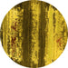 Round Machine Washable Oriental Yellow Industrial Rug, wshurb2827yw