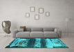 Machine Washable Oriental Turquoise Industrial Area Rugs in a Living Room,, wshurb2827turq