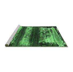 Sideview of Machine Washable Oriental Emerald Green Industrial Area Rugs, wshurb2827emgrn