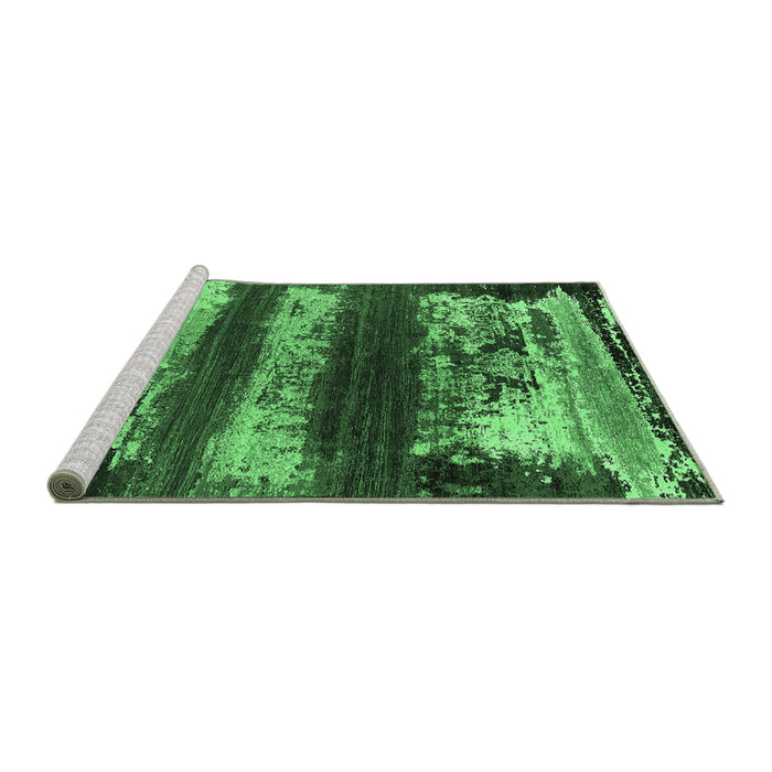 Sideview of Machine Washable Oriental Emerald Green Industrial Area Rugs, wshurb2827emgrn
